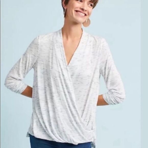 Anthropology Akemi + Kin spacedye wrap long sleeve blouse top sx xs - Picture 3 of 9